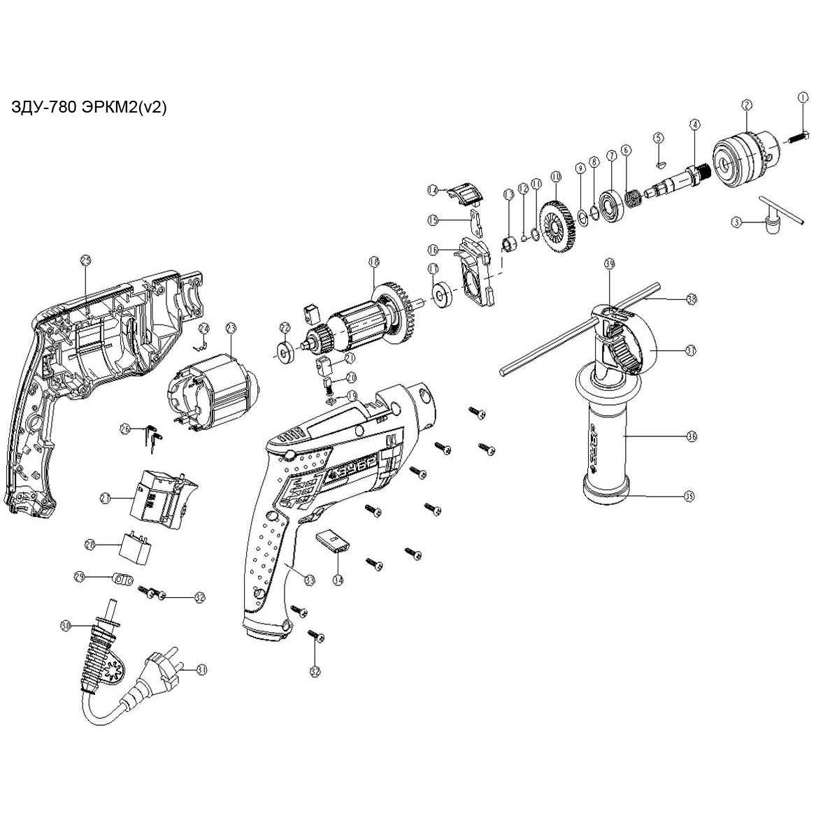 Дрель ударная + кейс ЗДУ-780 ЭРКМ2